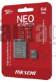 MEMORIA MICRO SD SHDC 64GB CON ADAPTADOR NEO HIKSEMI