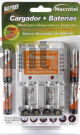 CARGADOR DE PILAS MACROTEL + 4 PILAS AA 2300MA