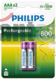 PHILIPS PILA RECARGABLE NI-MH READY AAA 800MAH  BLISTER 2 PCS