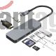 HUB USB-C DE 7 PUERTOS USBX3, MICRO SD-SD, HDMI, PD DUSTED GRIS