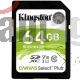 MEMORIA FLASH KINGSTON CANVAS SELECT PLUS 64GB SDHC UHS-I CLASE 10