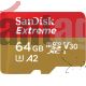 TARJETA DE MEMORIA SANDISK EXTREME UHS-I MICROSDXC DE 64GB CON ADAPTADOR SD